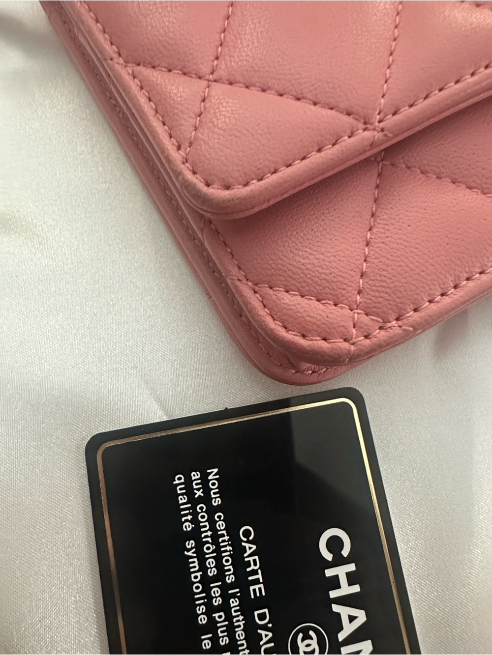 CHANEL Pink Quilted Leather Crossbody Wallet - Picture 16 of 16